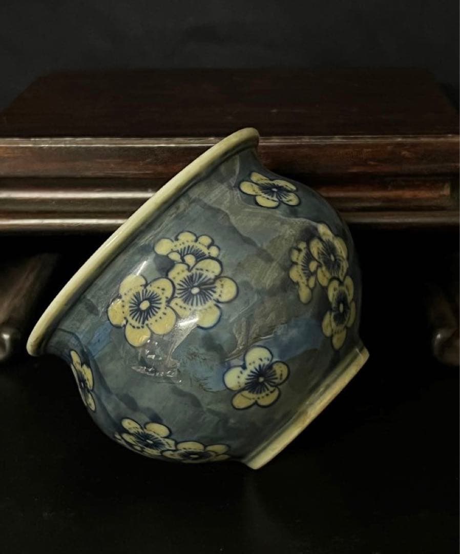 中国古美術•文房具•清時代染付水盂•在銘　：XG44-4