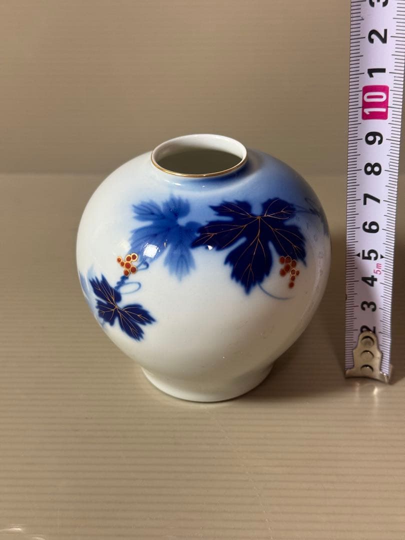 2899 深川製磁　葡萄瑠璃　小花瓶　未使用