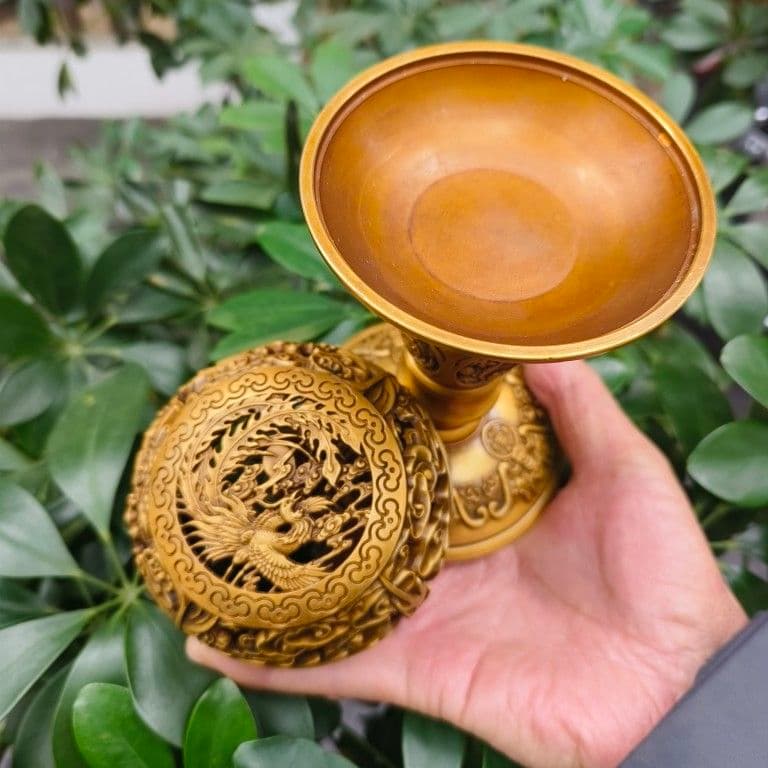 銅製 透かし彫り双鳳香炉 灯籠薫香炉 香道具 装飾品 工芸品 置物