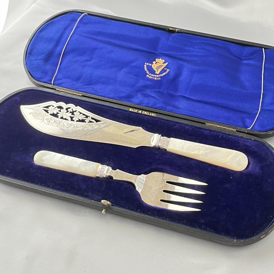 【Samuel Biggin & Son】【白蝶貝/純銀継手】サーバーセット