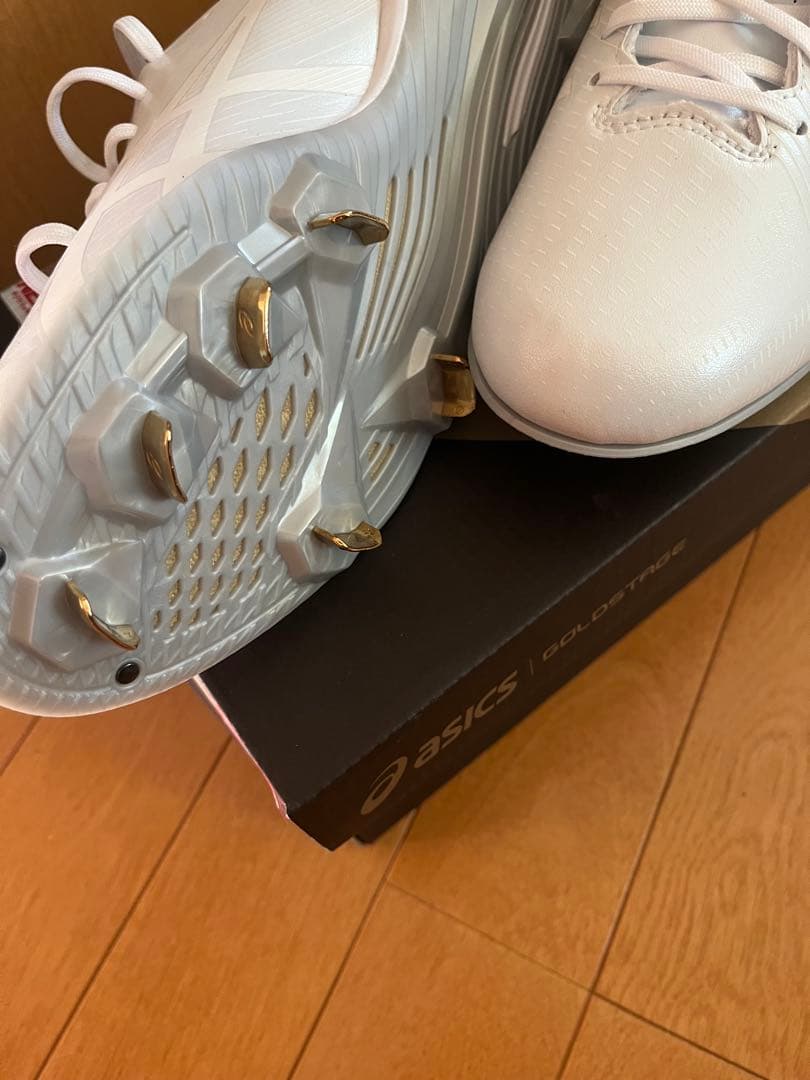 【新品未使用】asics GOLDSTAGE ホワイト 野球スパイク 25cm