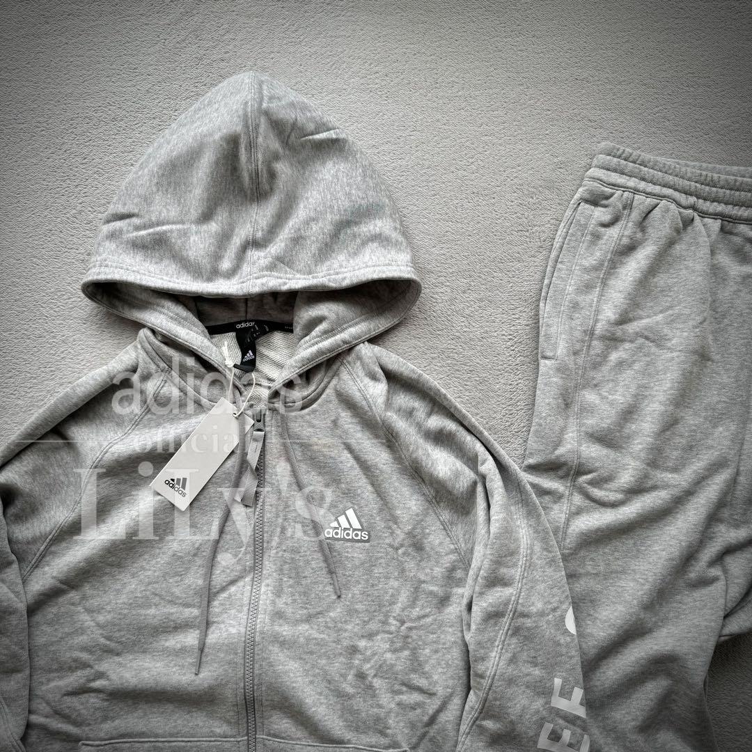 新品　adidas上下セット　グレー　Ｌ　THREE STRIPES アディダス
