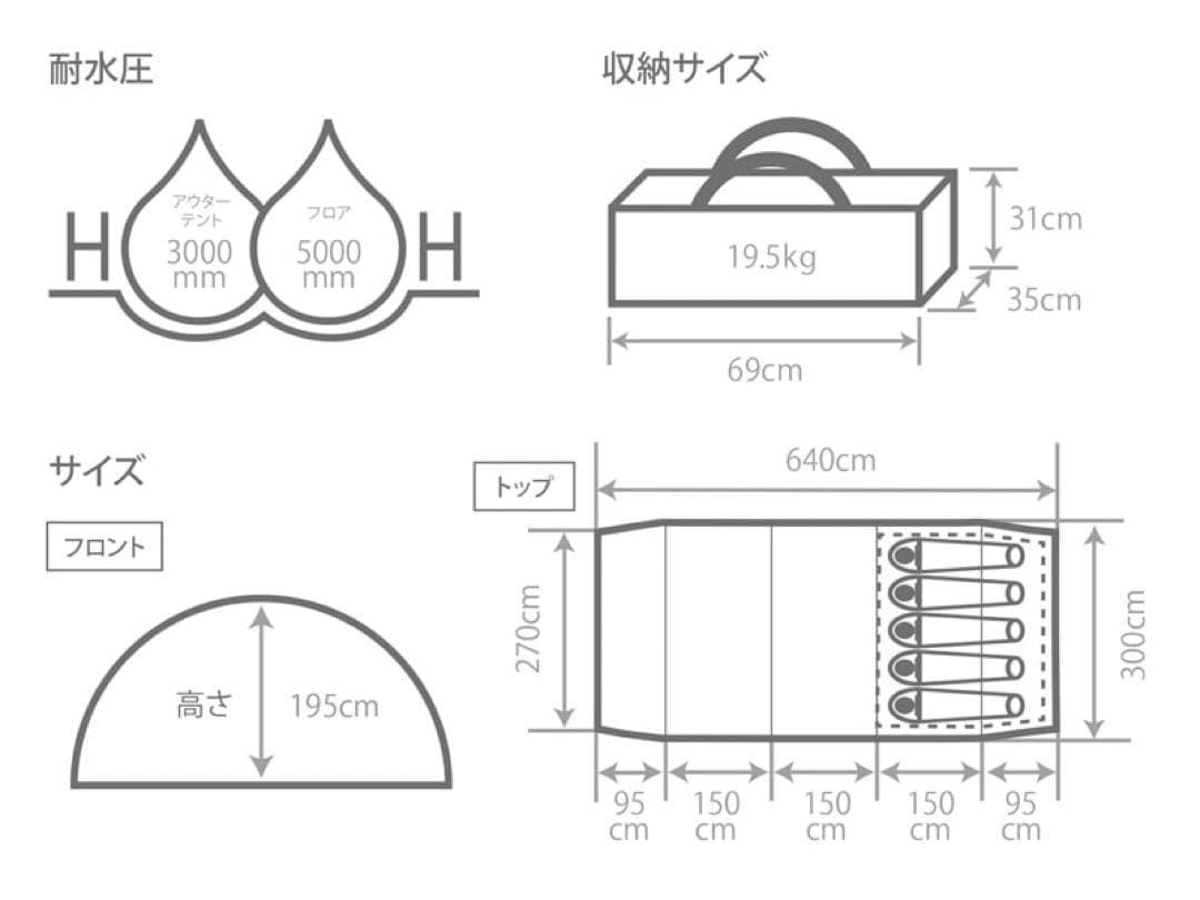 DOD ディーオーディー　カマボコテント 3M　キャンプ　2ルーム　タン