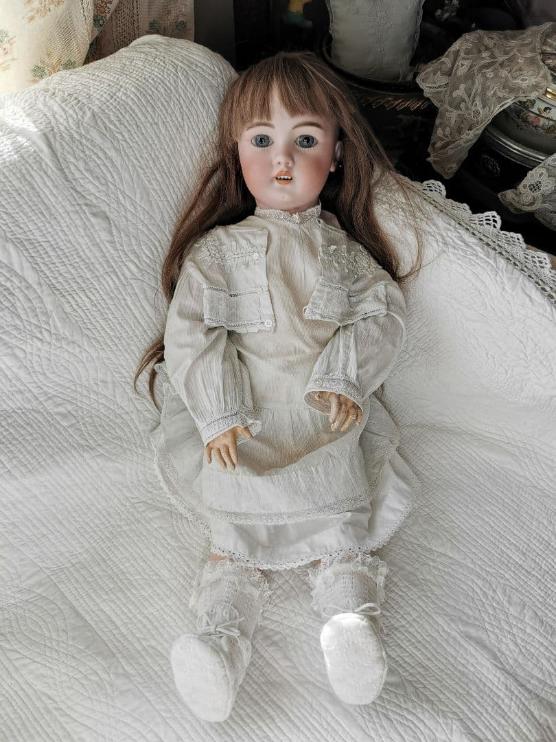 アンティークドイツ シモン＆ハルビックビスクドール 美少女人形コットンドレス靴付
