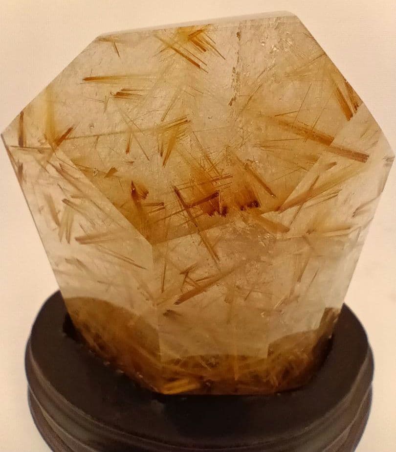 レア ゴールド タイチン ルチル 原石 クラスター 台座付き 高さ7.1cm