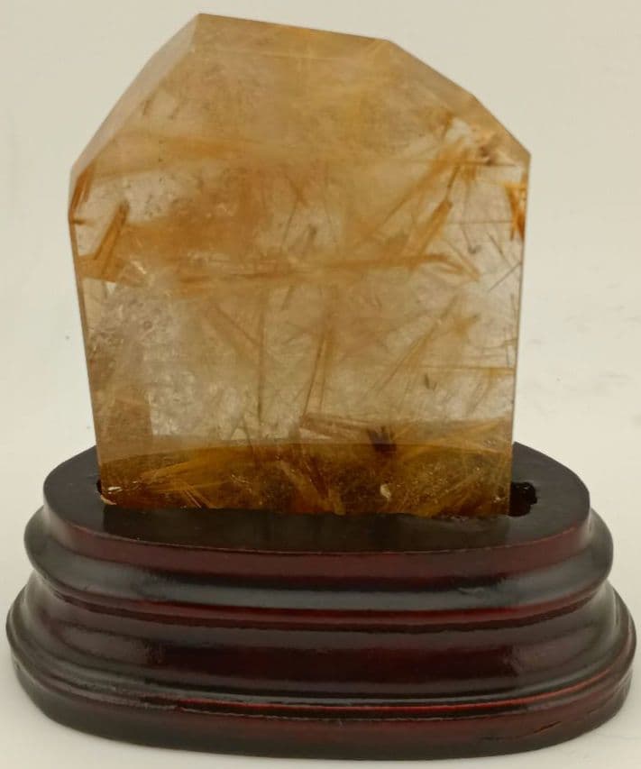 レア ゴールド タイチン ルチル 原石 クラスター 台座付き 高さ7.1cm