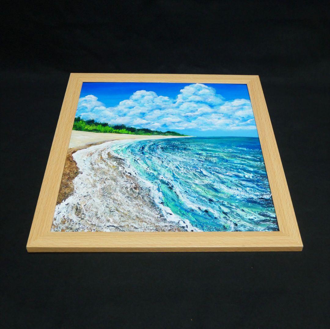 油絵 油彩 油彩画 絵 絵画【真夏の海と砂浜】