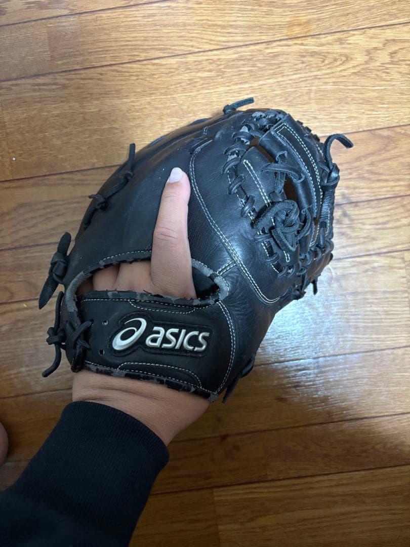 asics 軟式グローブ 黒　ファーストミット