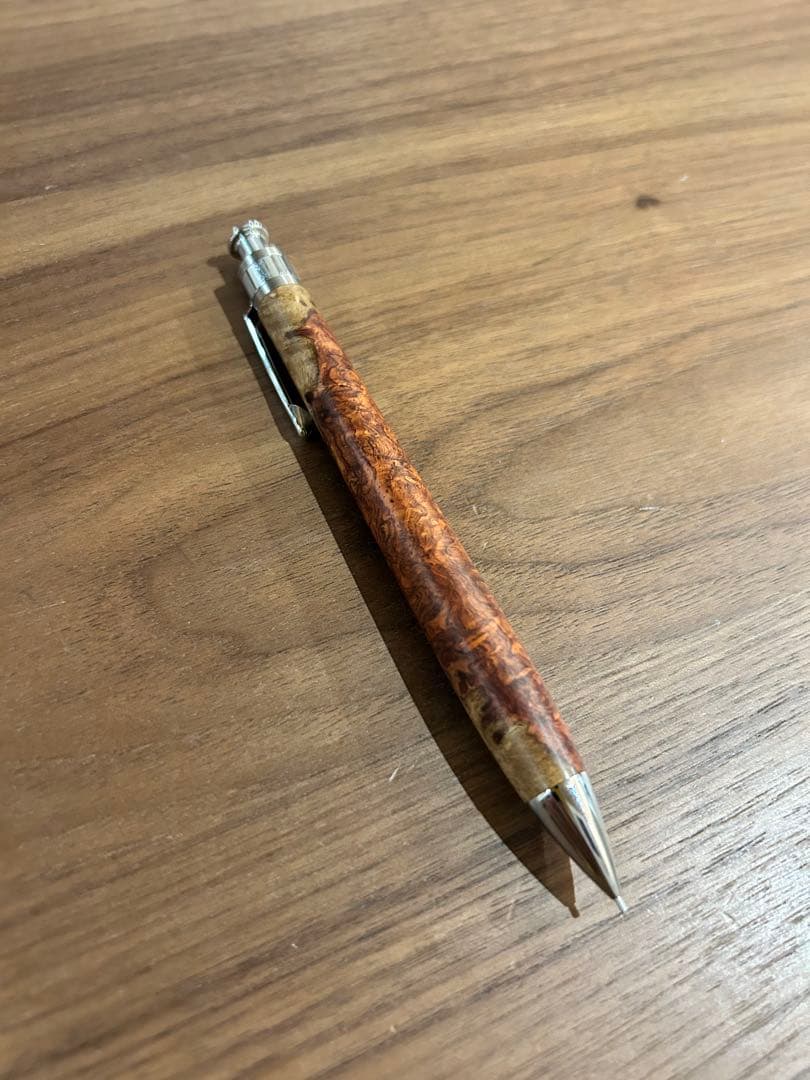 工房楔　0.5mmペンシル楔　花梨紅白（こぶ杢） 【真鍮パイプ】