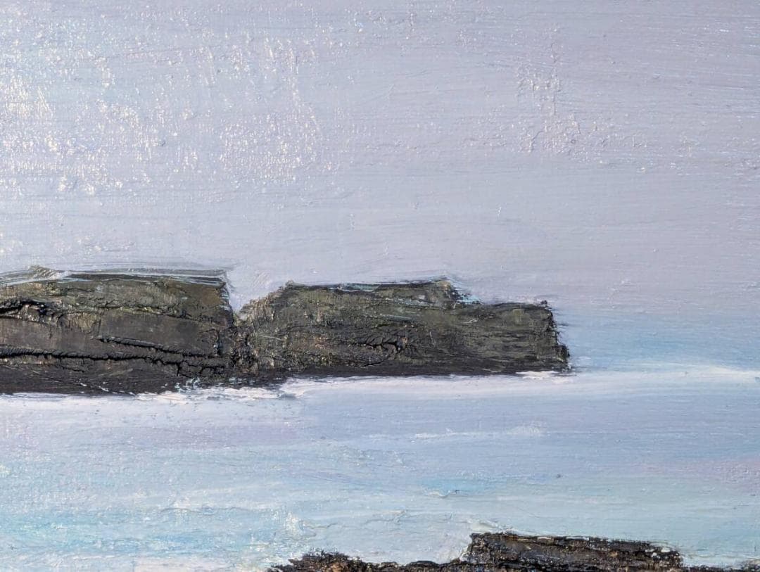 【真作】絵画　井田　油彩3号　荒磯の調べ　力強き海景　岩礁に響く波音　Y125