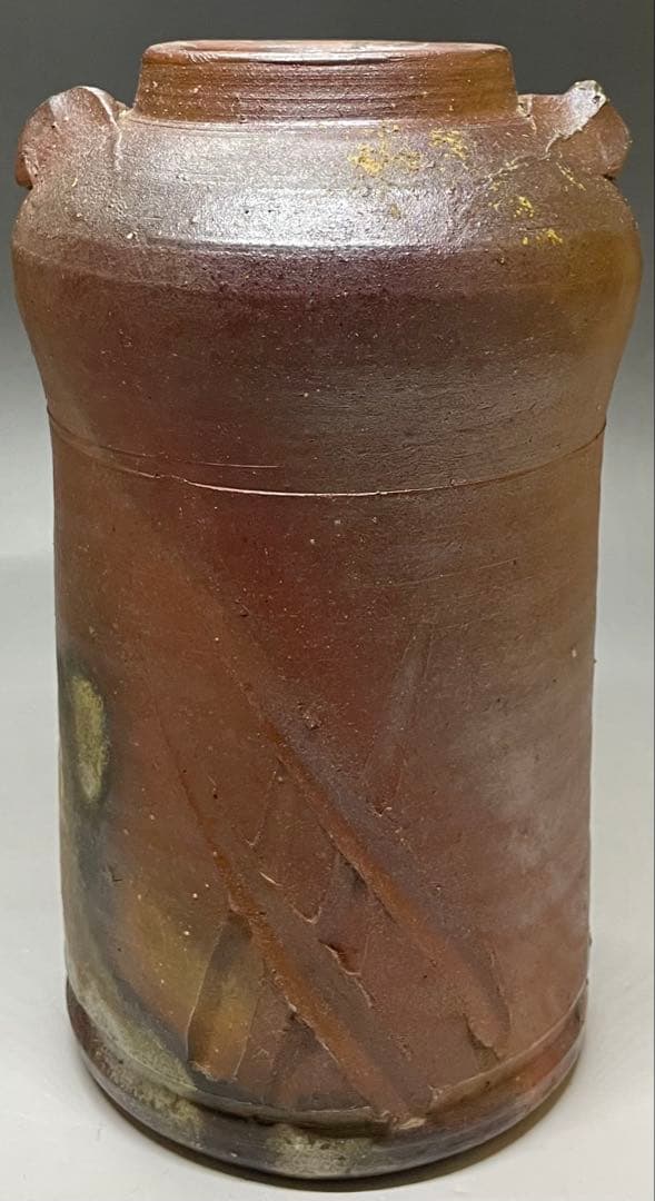 人間国宝　藤原雄　備前花入　耳付花入　備前焼　共箱　共布　栞　P5