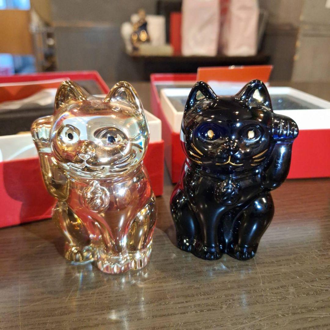 Baccarat 招き猫 セットとクリスタルロゴプレート(非売品)の計3点セット