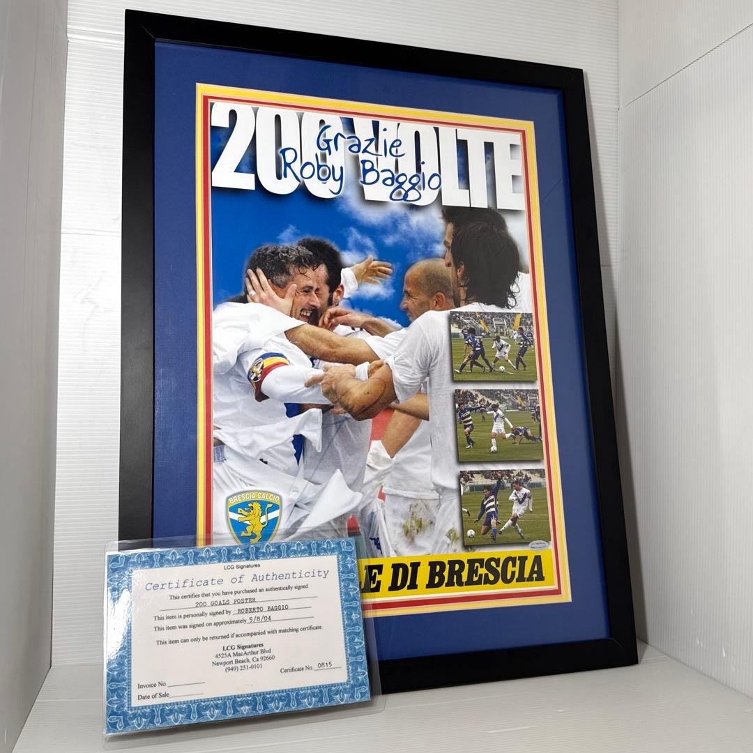 LCG証明書付！ 直筆サイン ロベルト・バッジョ ポスター サッカー 約A3