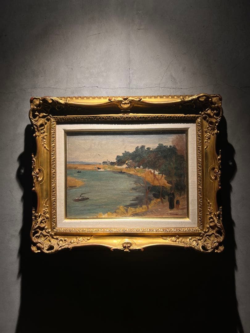 時代物　肉筆油彩画　直筆サインあり