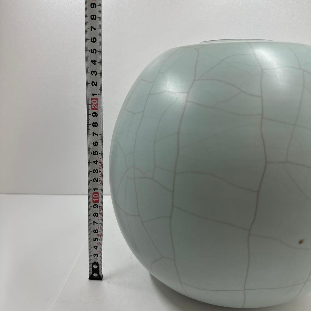 専用　鈴木三成　青磁　大壺　共箱　高さ27㎝　タトヒサ　東な7-0412☆2F