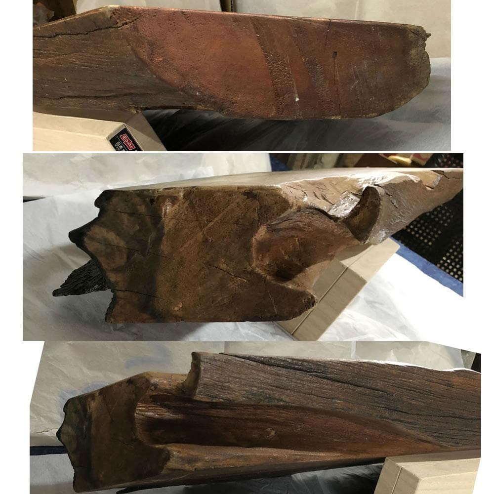 c954 黒柿 古材 板 長さ90cm 厚み8cm クロガキ 敷板 花台 盆栽台