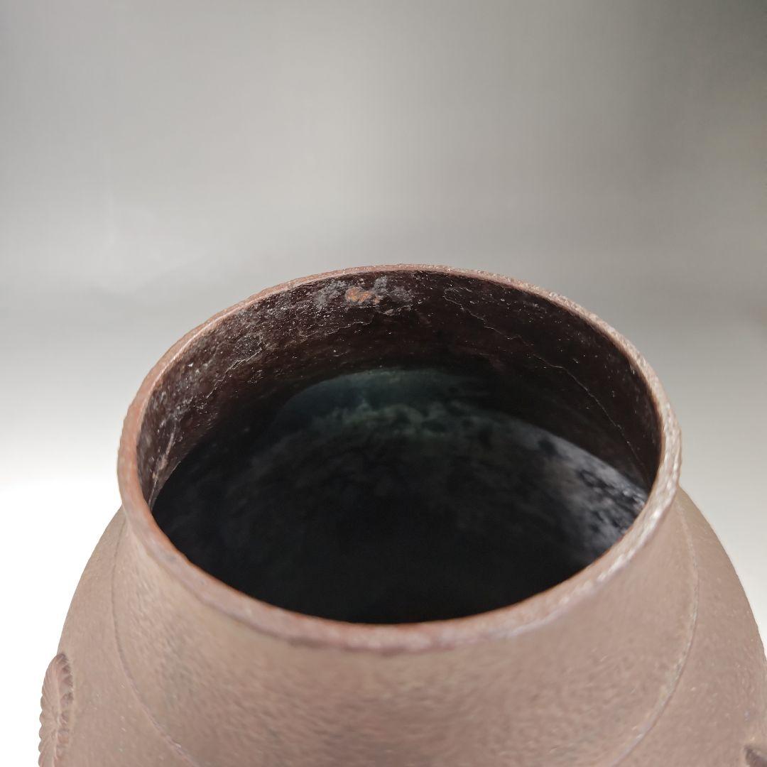 イ623 茶釜『釜師　菊地正直』『淡々斎好　唐松地紋　鶴首釜　銀独楽摘み　共箱』