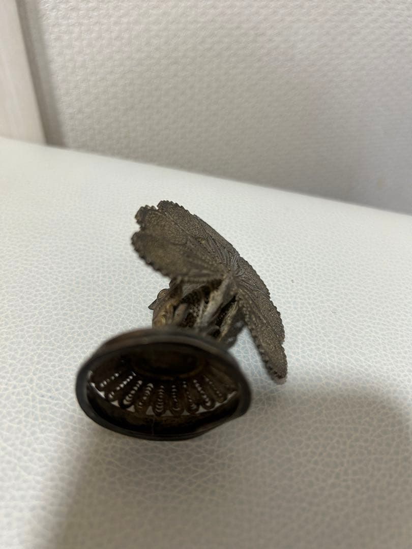 インド　ケララ州美術館購入孔雀型の銀細工 シルバーアンティーク