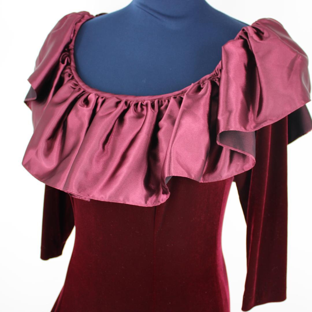 【フラダンス用衣装 美品 ベロアドレス】メネフネ ワインレッド ボルドー