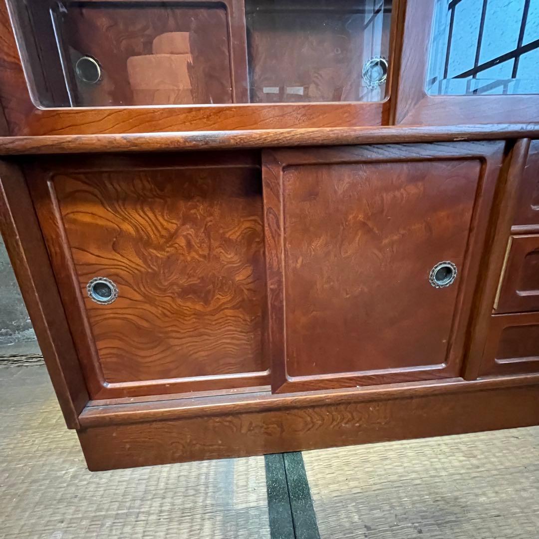 昭和レトロ 木製 茶箪笥 水屋箪笥 ガラス戸