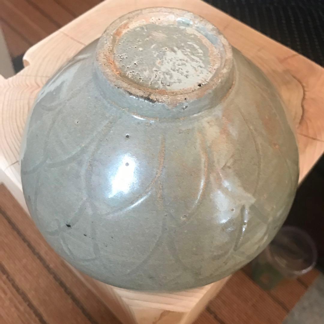 高麗青磁茶碗　蓮弁紋　李朝　高麗　茶道具