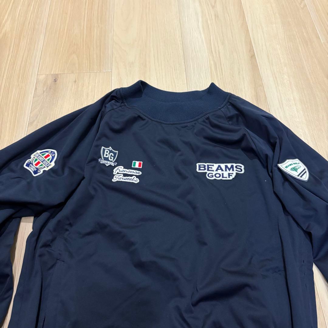 美品【ビームスゴルフ】タラッティ プラクティス プルオーバー ネイビー M 防風