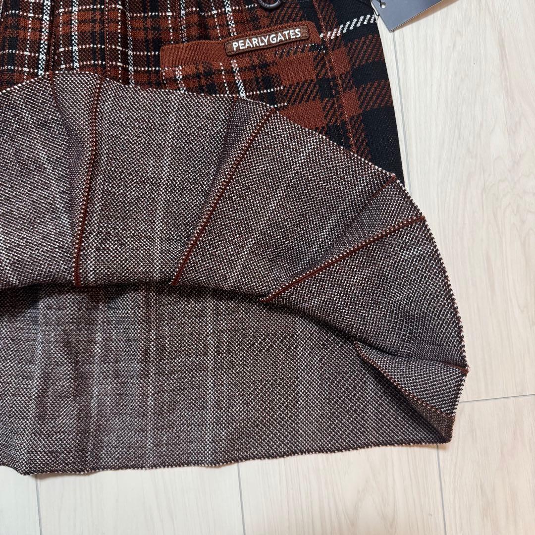 新品 パーリーゲイツ セットアップ マルチチェック柄 ニット 長袖 スカート 0