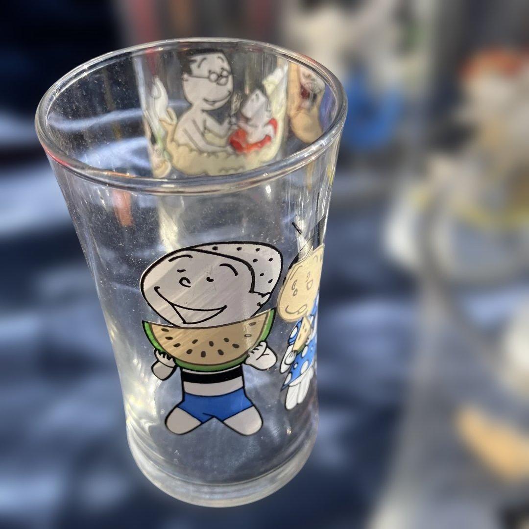 (482)サザエさんキャラクターイラスト付きガラスグラス6個セット