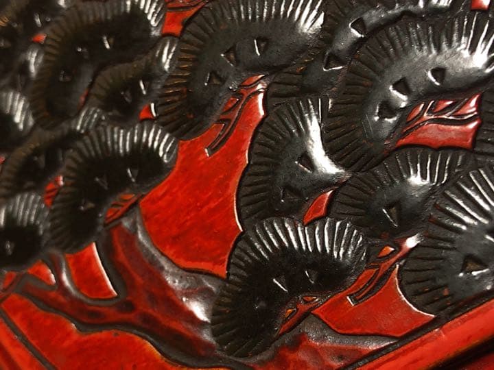 骨董品寿雲刀漆器茶櫃 角丸四角箱