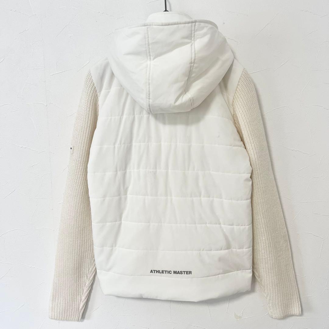 パーリーゲイツ　マスターバニー　異素材　切り替え　ニット×ダウン　パーカー　ロゴ