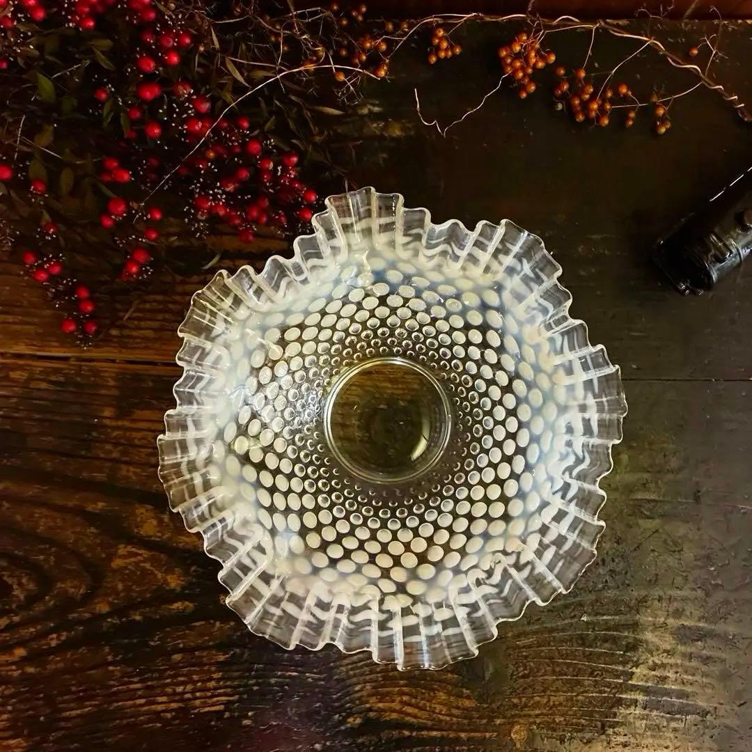 骨董　フェントン　オパールセント フリル　ボブネイル　電笠フリル　ボウル　大鉢