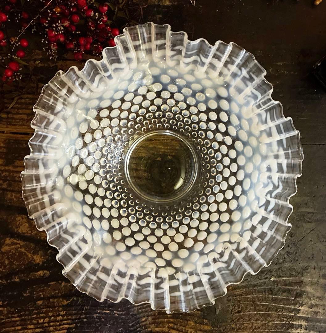 骨董　フェントン　オパールセント フリル　ボブネイル　電笠フリル　ボウル　大鉢