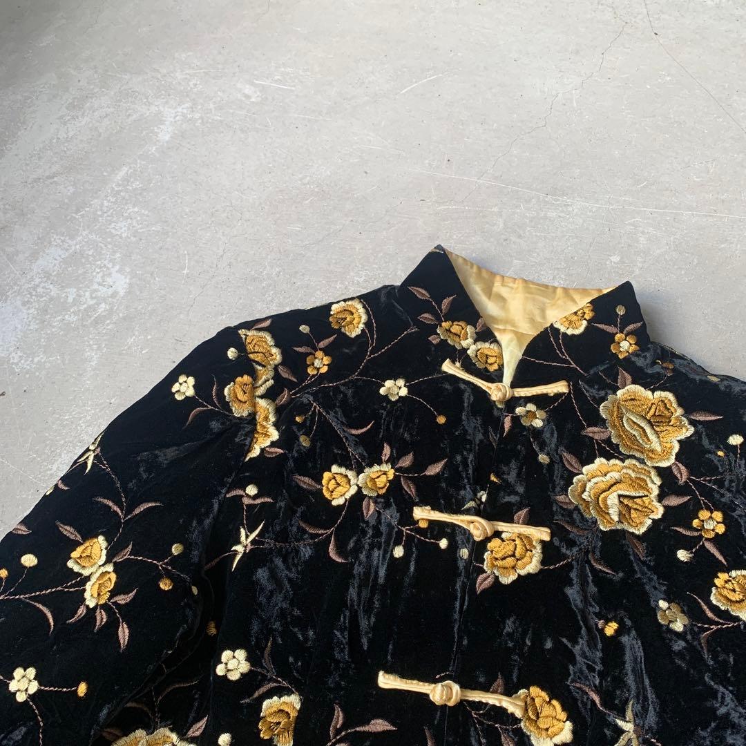 special vintage ベロア　刺繍　チャイナジャケット