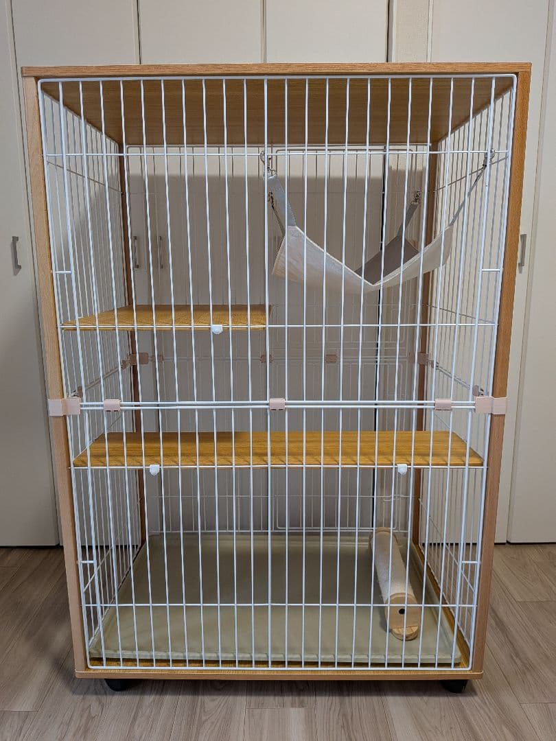 キャットケージ 木製フレーム 猫壱つめとぎポール付