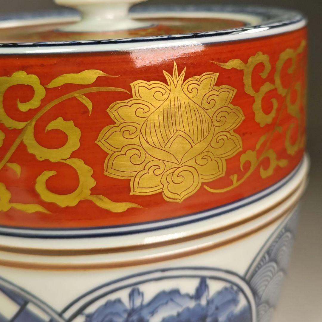 イ863 水指『平安　京峰造』『染付金襴手　水指　共箱』茶道具