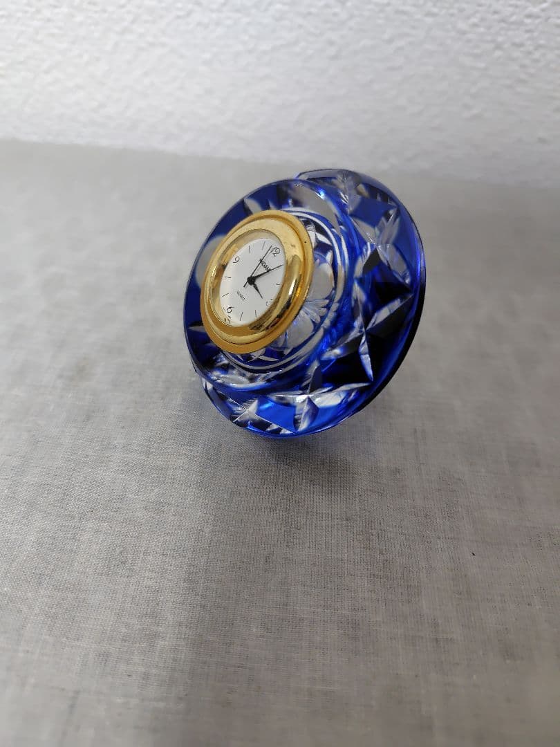 カガミクリスタル 江戸切子 クリスタルカット ガラス 置時計