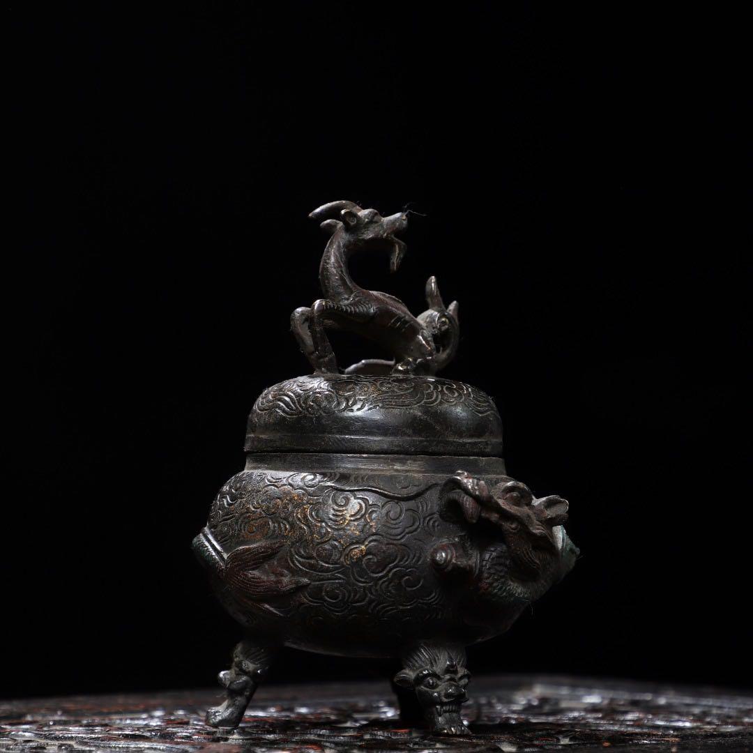 麒麟　香炉　美術品　旧蔵