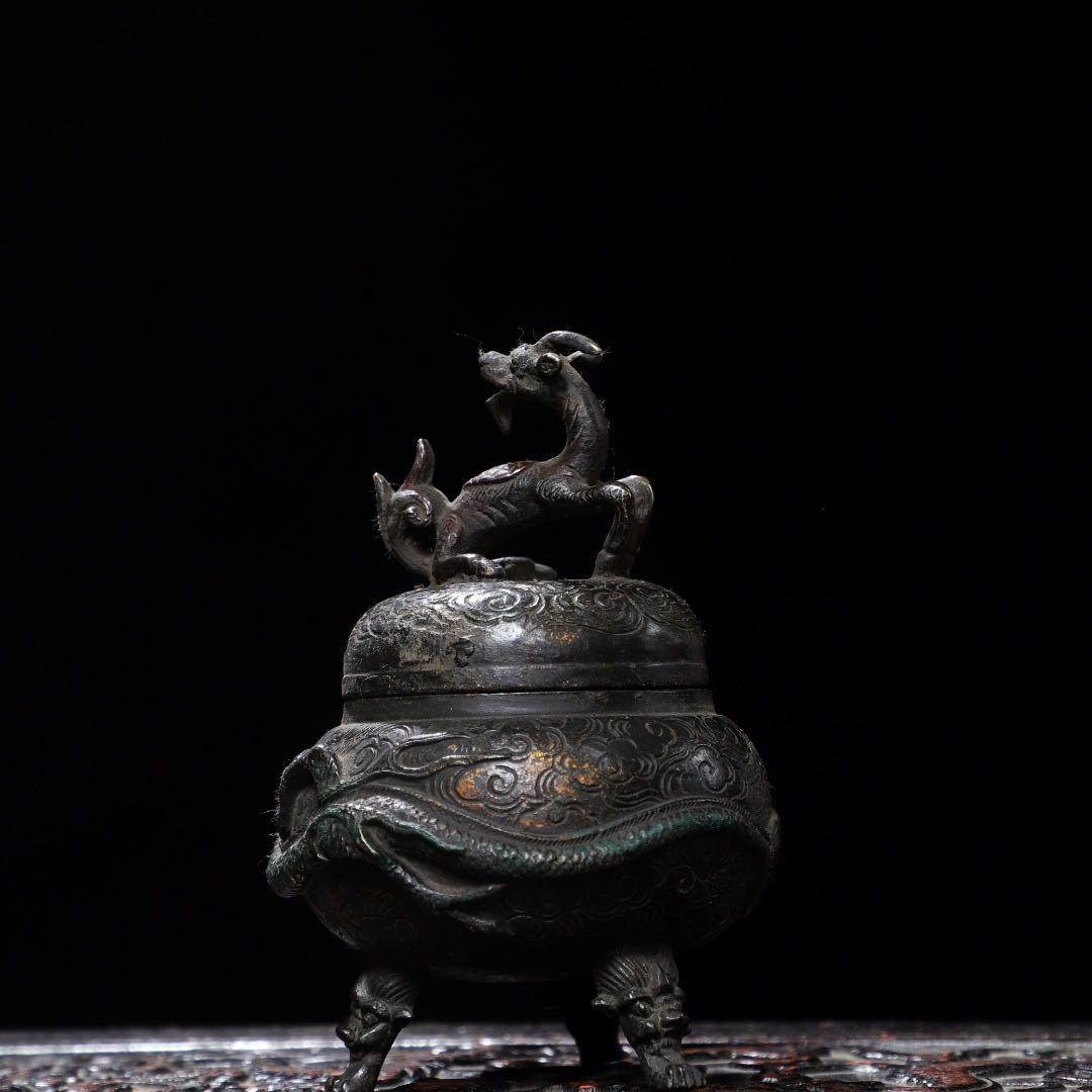 麒麟　香炉　美術品　旧蔵