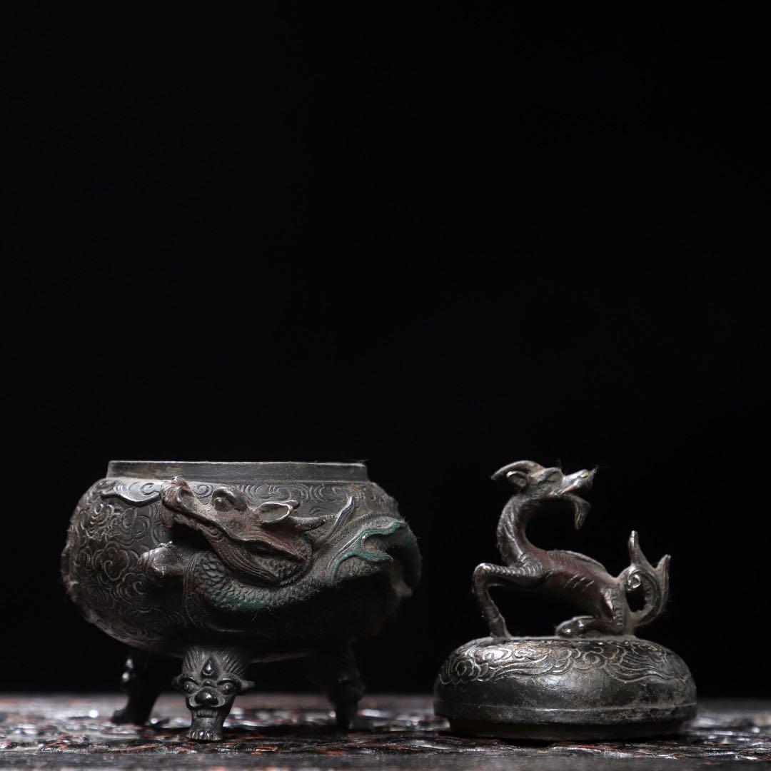 麒麟　香炉　美術品　旧蔵