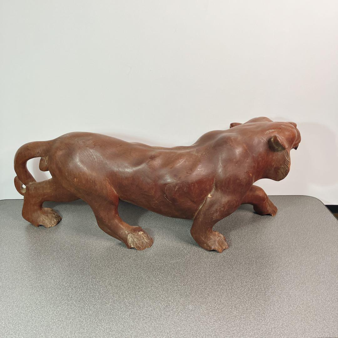 木彫り 虎 置物 全長57cm 大型 木製彫刻 オブジェ