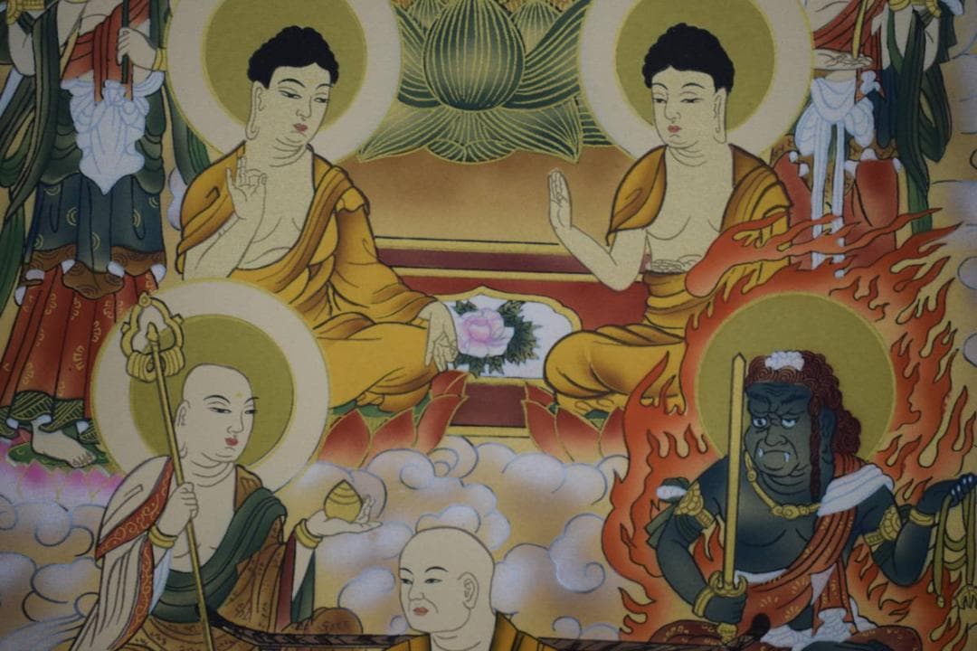 真作/寺山有慶/真言十三佛図/桐共箱付/布袋屋掛軸HH-176