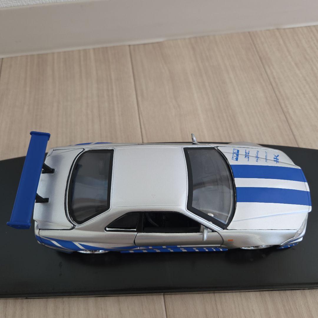 スカイライン GT-R34 ミニカー シルバー/ブルー
