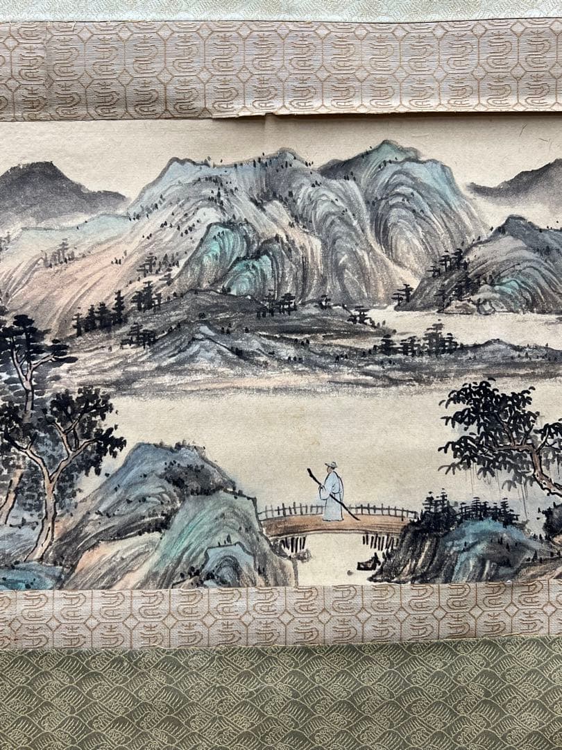 極上/古美術　紙本山水 【朱梅邨識】在銘　書 肉筆保証