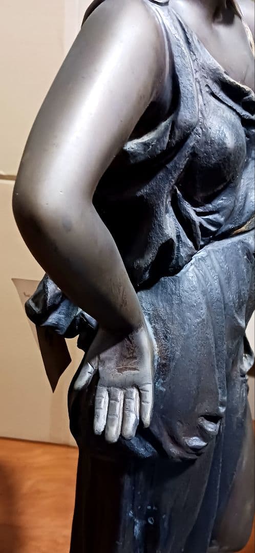 A.de.Luca 手彫り女神像 ブロンズ彫刻 大理石台座 アンティーク