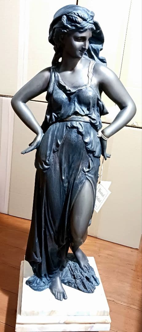 A.de.Luca 手彫り女神像 ブロンズ彫刻 大理石台座 アンティーク