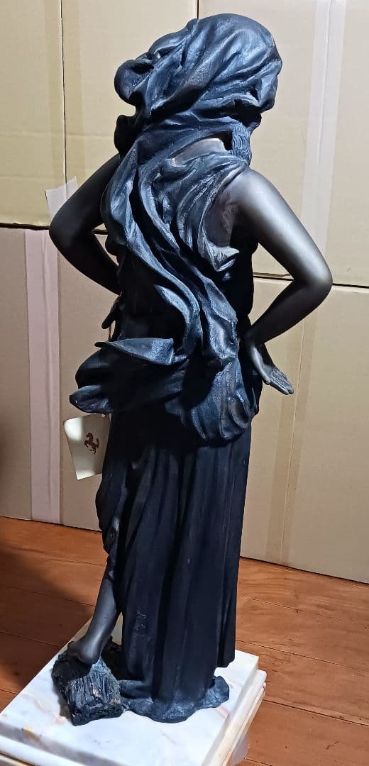 A.de.Luca 手彫り女神像 ブロンズ彫刻 大理石台座 アンティーク