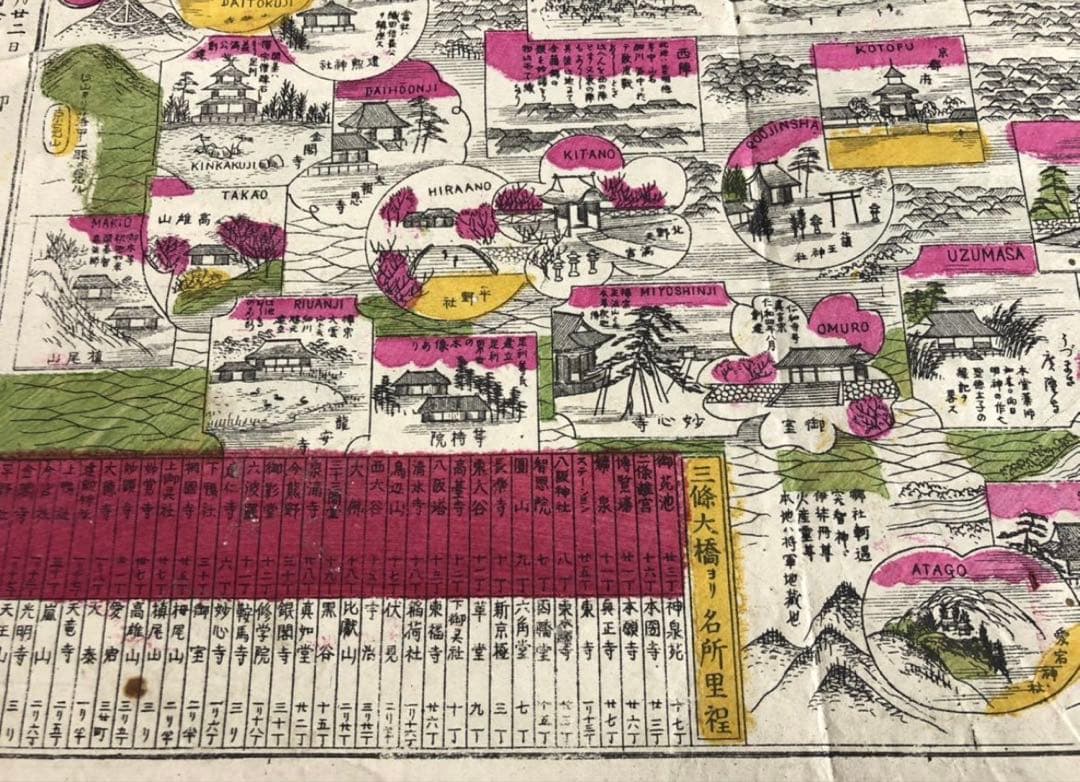 明治22年　隠岐新太郎　「京都名所独案内図絵」古文書　古地図