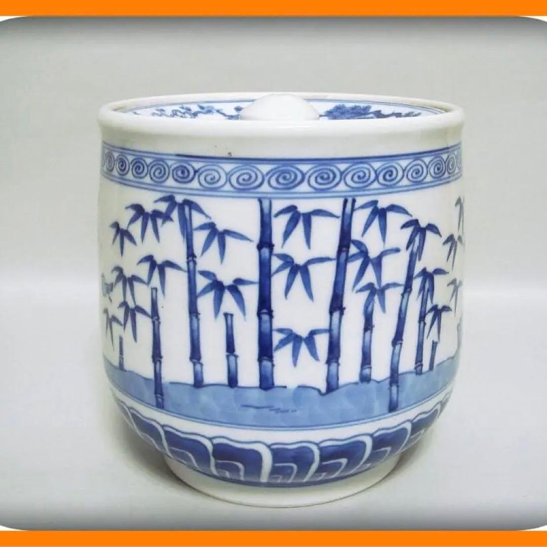 64『染付 松竹梅 水指 共箱』　/骨董品 古美術 アンティーク 古玩