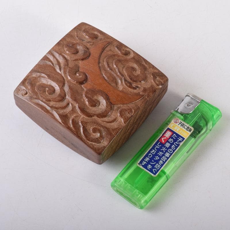 くりのぼう　川本光春作　雲月彫　内金溜香合　建仁寺竹田益州書付　V7217