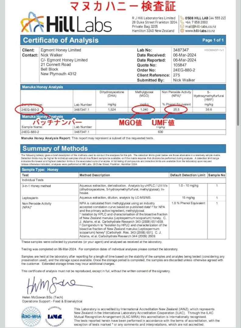 【希少な最高グレード】エグモント マヌカUMF25+/MGO1200+ 250g